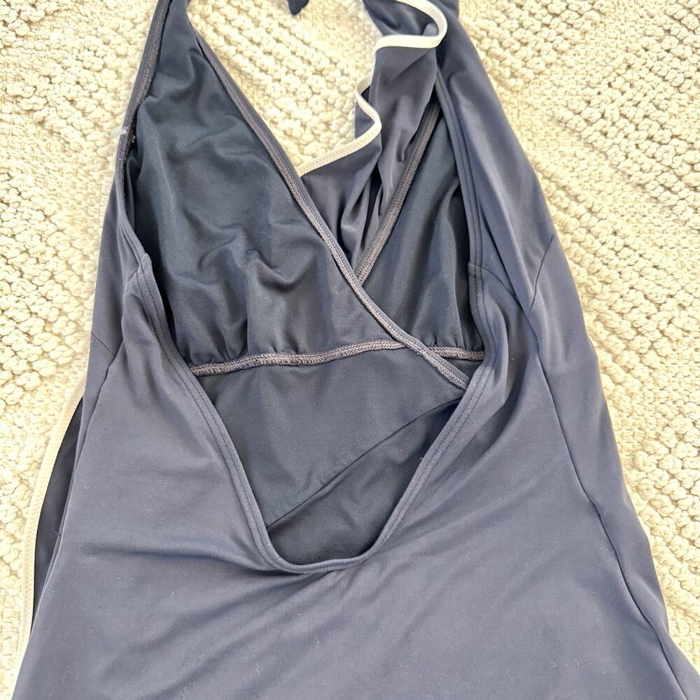 Carmen Marc Valvo One-Piece Swim Bathing Suit Women’s 14 Padded Halter Navy Blue - Picture 8 of 13